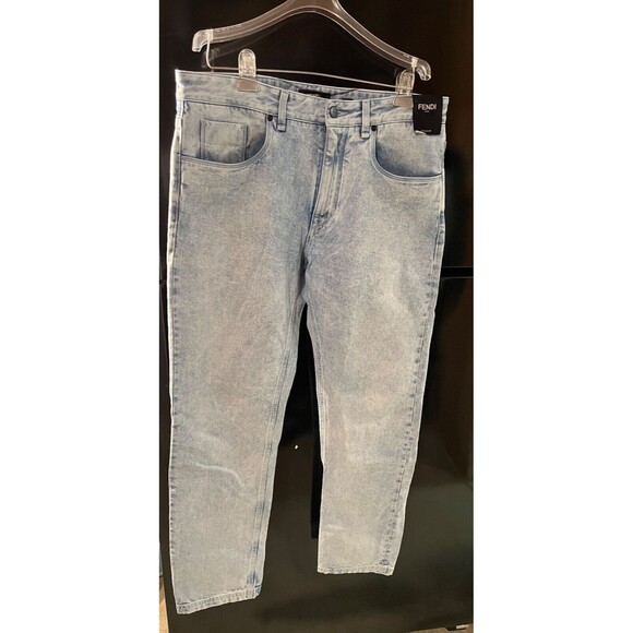 FENDI Mens Blue Denim Jeans Regular Fit US Size 34/34